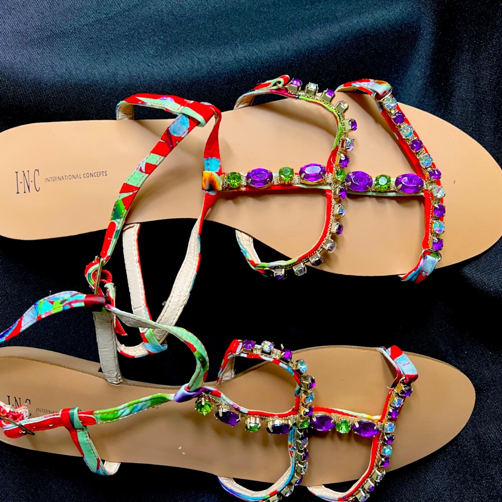 I-N-C  gem studded sandals